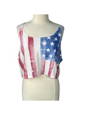 Tokyo Darling Patriotic Crop Top Womens XL Red White Blue Flag